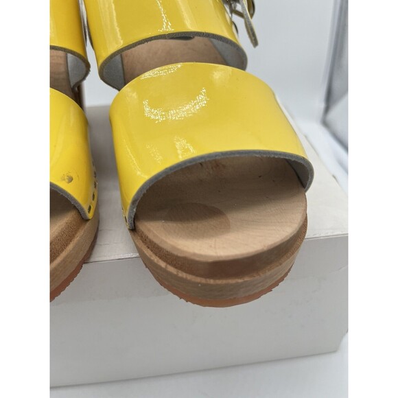 Cape Clogs Sweden Hedda Yellow Patent Wood Sole Sandals Women's Size 36 - Picture 10 of 11